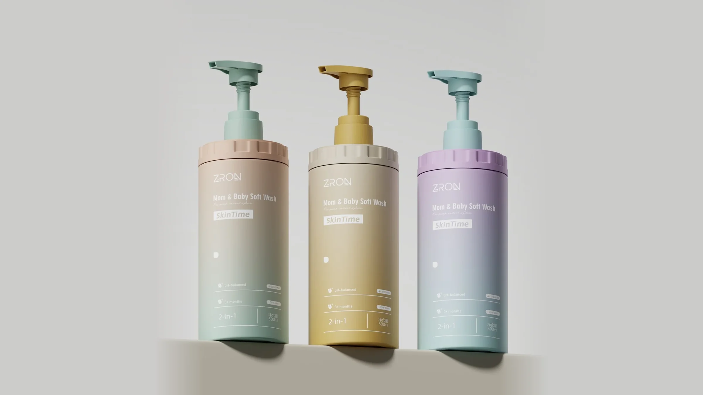 Pastel pump bottles for hair and body